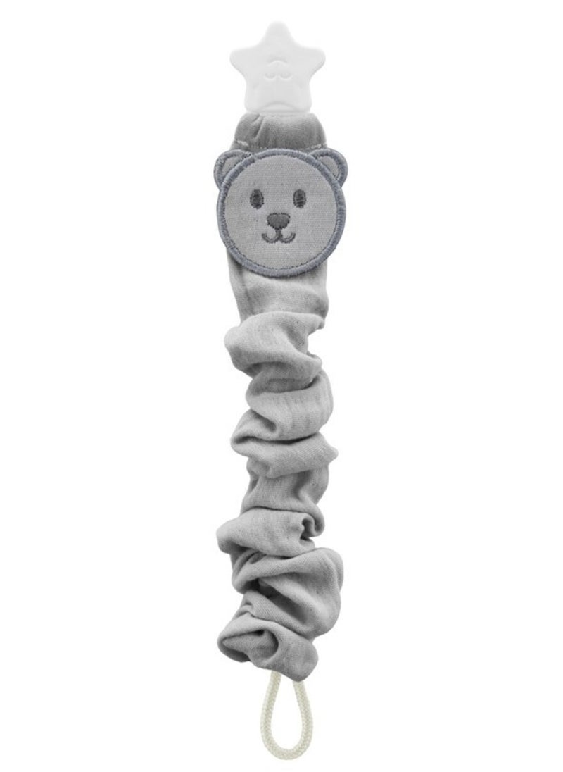 بيبي جيم BabyJem Pacifier Hanger with Raw Silk Material Grey (Muslin) 0 Months+ (Model 747GY) 