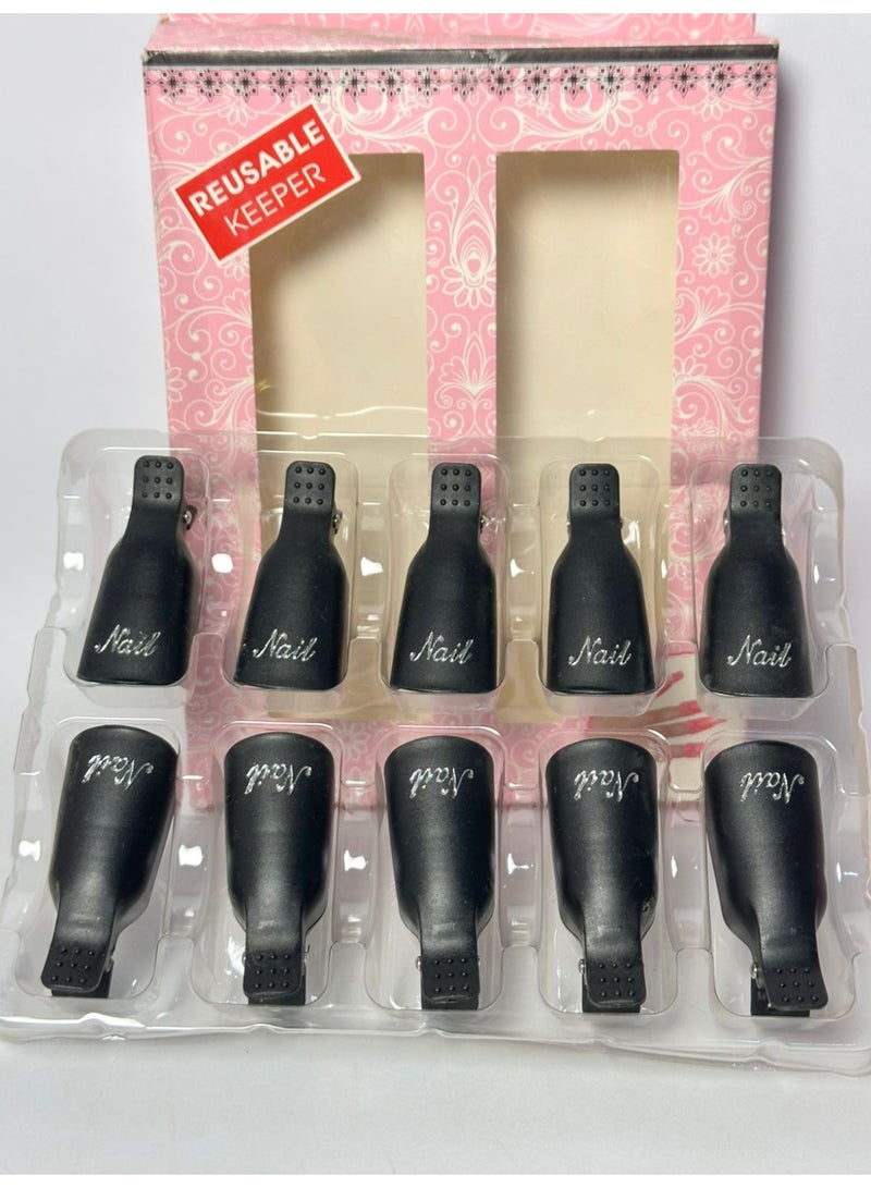 Nail Polish Remover Clips, 10 Pcs Acrylic Gel Polish Clips, Plastic Nail Soak Off Clips, for Home and Professional Salon Use on all Finger may vary color - Image 3