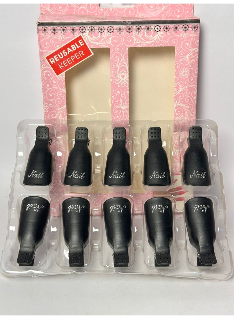 Nail Polish Remover Clips, 10 Pcs Acrylic Gel Polish Clips, Plastic Nail Soak Off Clips, for Home and Professional Salon Use on all Finger may vary color - Image 2