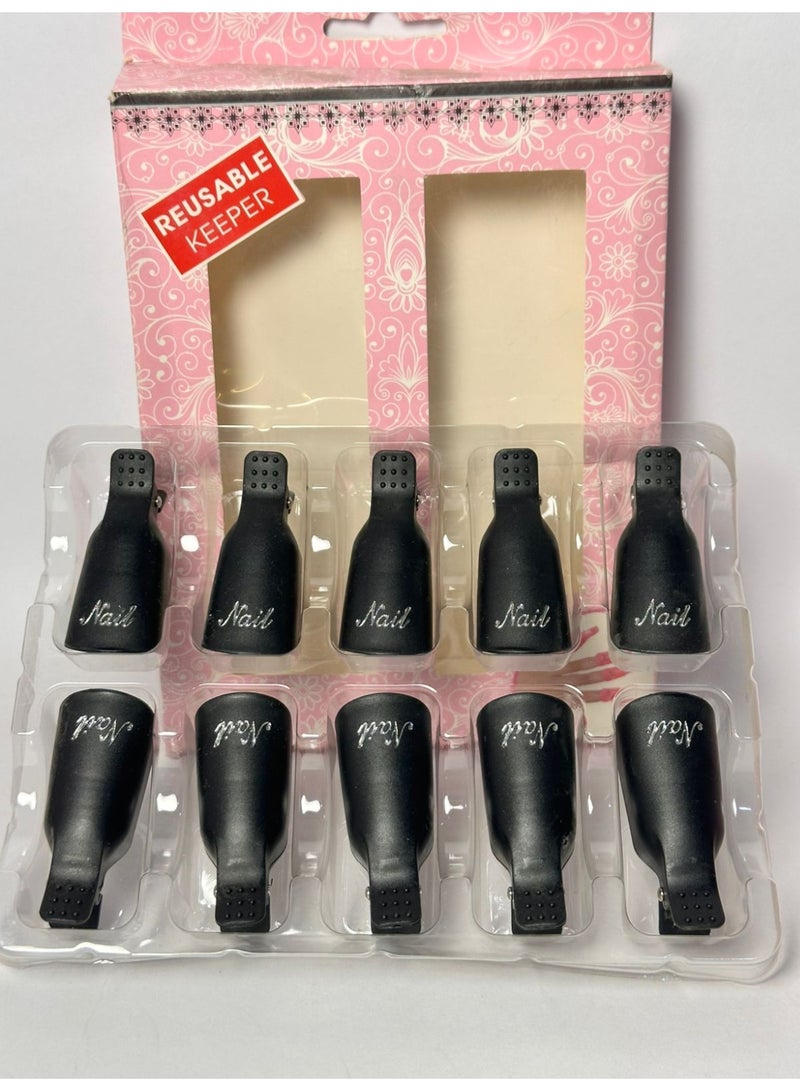 Nail Polish Remover Clips, 10 Pcs Acrylic Gel Polish Clips, Plastic Nail Soak Off Clips, for Home and Professional Salon Use on all Finger may vary color - Image 1