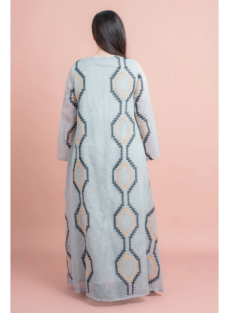 IKKXA Radiant Embroidery Jalabiya IK6011 Grey