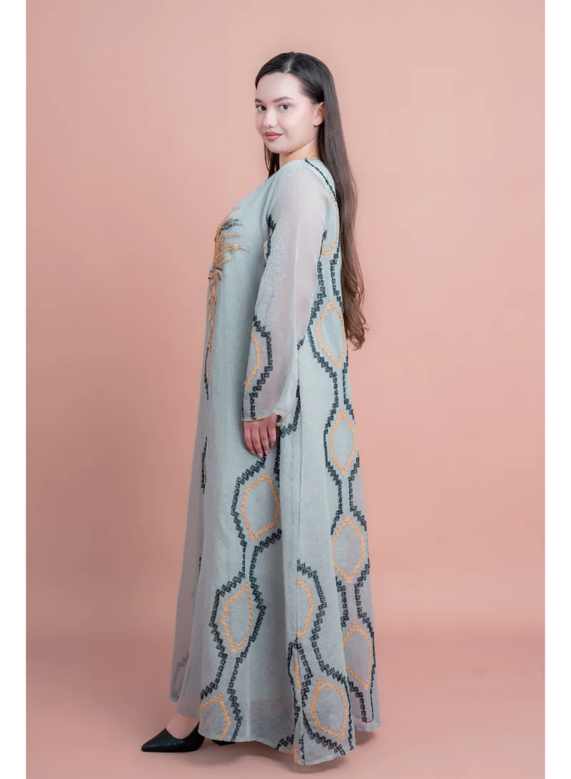 IKKXA Radiant Embroidery Jalabiya IK6011 Grey