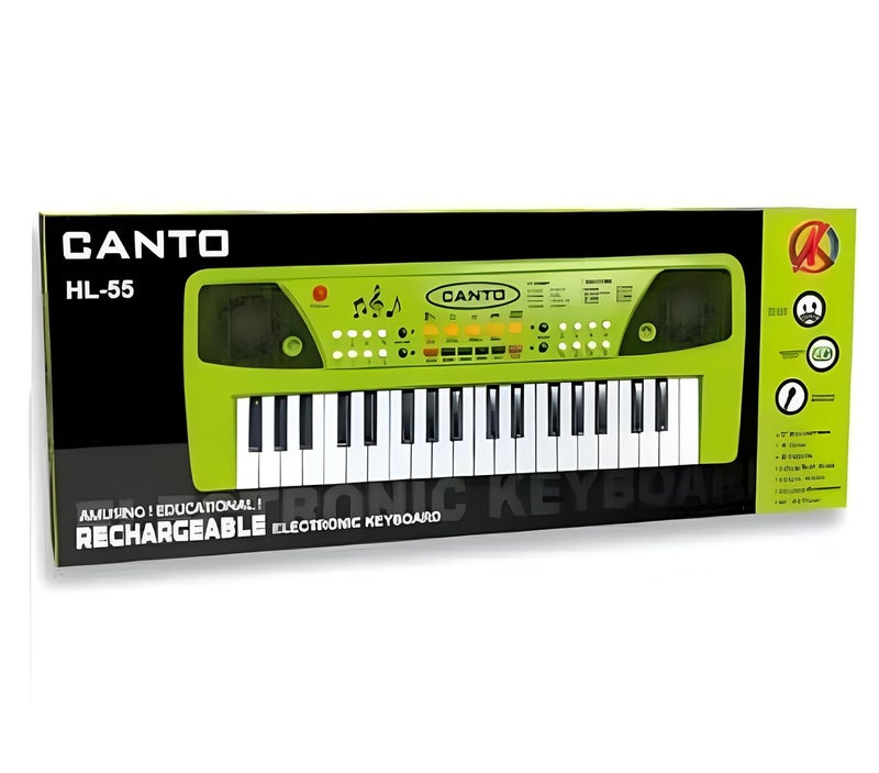 Braintastic بيانو أطفال قابل لإعادة الشحن مع ميكروفون – لعبة موسيقية إلكترونية محمولة مع إيقاعات وأصوات وتسجيل – لون أخضر - Image 3