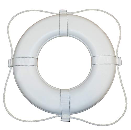 TaylorMade Taylor Made Vinyl Coated Foam Life Ring with White Grab Lines, White (20") – Puncture, tear, scuff-resistant – United States Coast Guard approved for commercial and recreational use – 2020122283 - Image 1