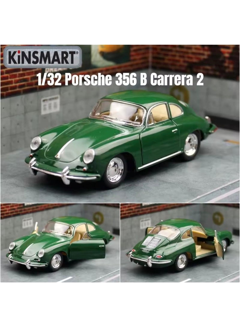 كين سمارت سيارة بورش 356 بي كاريرا 2 بمقياس 1:32 - نموذج مصبوب من المعدن مع آلية سحب للخلف وأبواب قابلة للفتح - أخضر - Image 5
