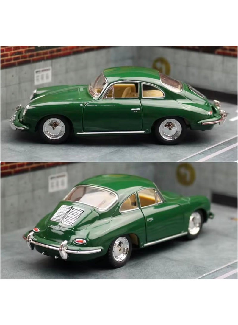 كين سمارت سيارة بورش 356 بي كاريرا 2 بمقياس 1:32 - نموذج مصبوب من المعدن مع آلية سحب للخلف وأبواب قابلة للفتح - أخضر - Image 1