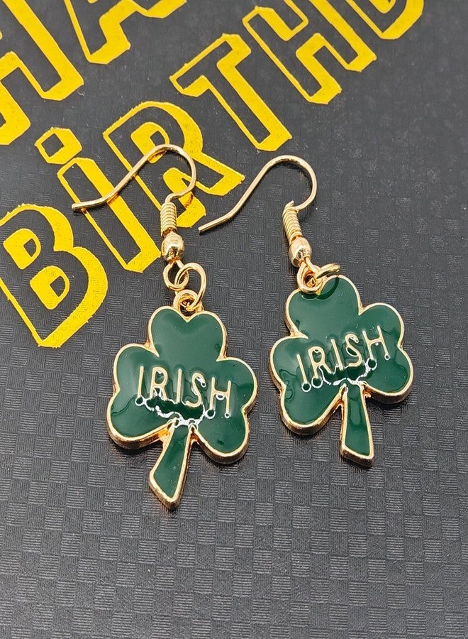 Zeptrix St Patricks Day Earrings for Women,Irish Shamrock Clover Green Dangle Earrings Saint Patricks Day Accessory Handmade Good Luck Hoop Earring St. Patrick's Day Decorations Holiday Jewelry Gift(Gold) - Image 4
