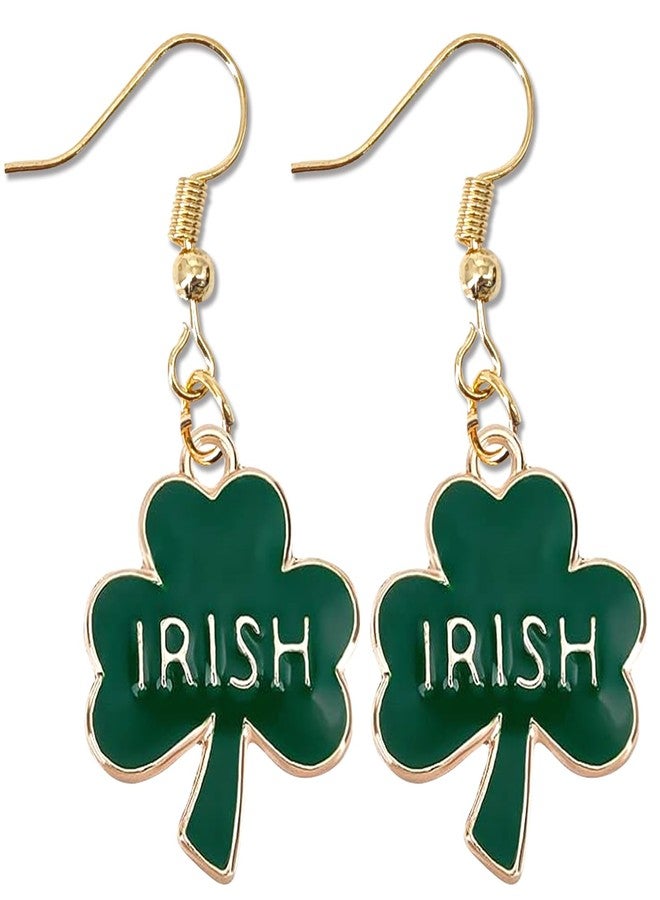 Zeptrix St Patricks Day Earrings for Women,Irish Shamrock Clover Green Dangle Earrings Saint Patricks Day Accessory Handmade Good Luck Hoop Earring St. Patrick's Day Decorations Holiday Jewelry Gift(Gold) - Image 1