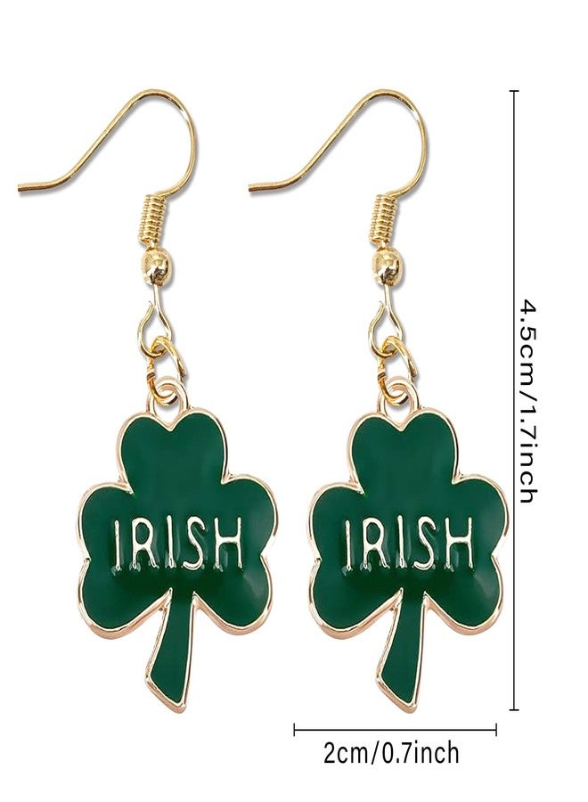 Zeptrix St Patricks Day Earrings for Women,Irish Shamrock Clover Green Dangle Earrings Saint Patricks Day Accessory Handmade Good Luck Hoop Earring St. Patrick's Day Decorations Holiday Jewelry Gift(Gold) - Image 2