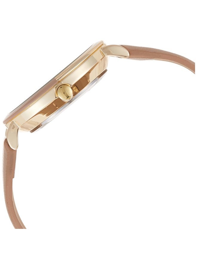 NINE WEST ساعة يد نسائية، حزام بني/ذهبي، حركة كوارتز - Image 3