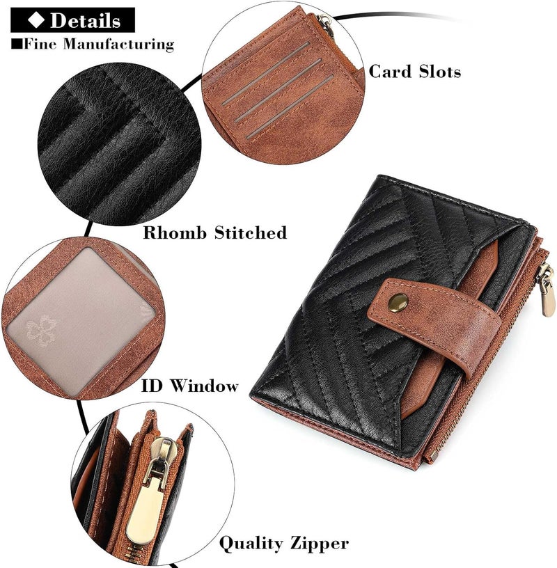 FALAN MULE Small Wallet for Women Leather Bifold Compact RFID Blocking with ID Window - Image 5