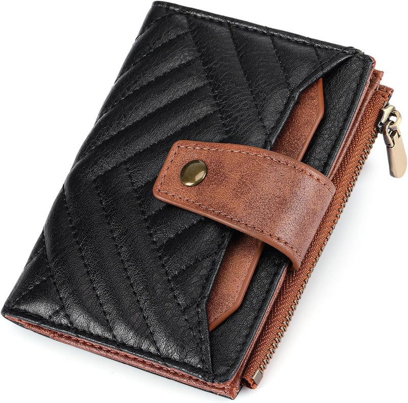 FALAN MULE Small Wallet for Women Leather Bifold Compact RFID Blocking with ID Window - Image 1