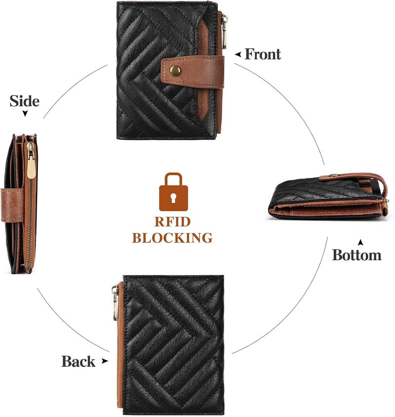 FALAN MULE Small Wallet for Women Leather Bifold Compact RFID Blocking with ID Window - Image 4
