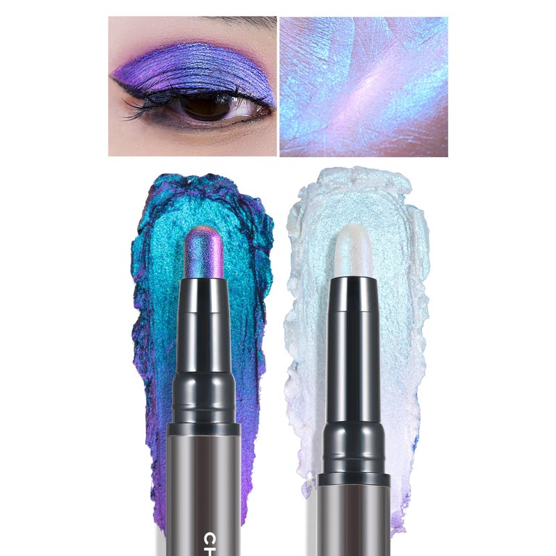 CHARMACY Multichrome 2 in 1 Cream Eyeshadow Stick, Waterproof Eye Brightener Highlighter Stick Makeup, High Pigmented, Smudge-Proof, Vegan & Cruelty-Free (#904) - Image 1