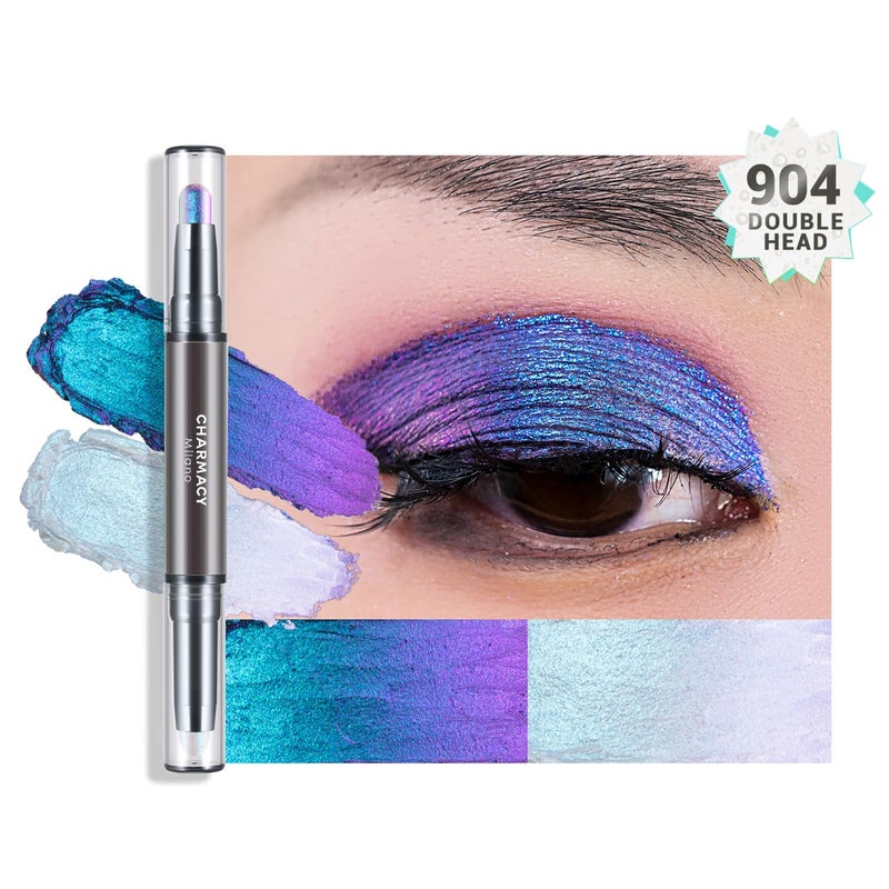 CHARMACY Multichrome 2 in 1 Cream Eyeshadow Stick, Waterproof Eye Brightener Highlighter Stick Makeup, High Pigmented, Smudge-Proof, Vegan & Cruelty-Free (#904) - Image 2