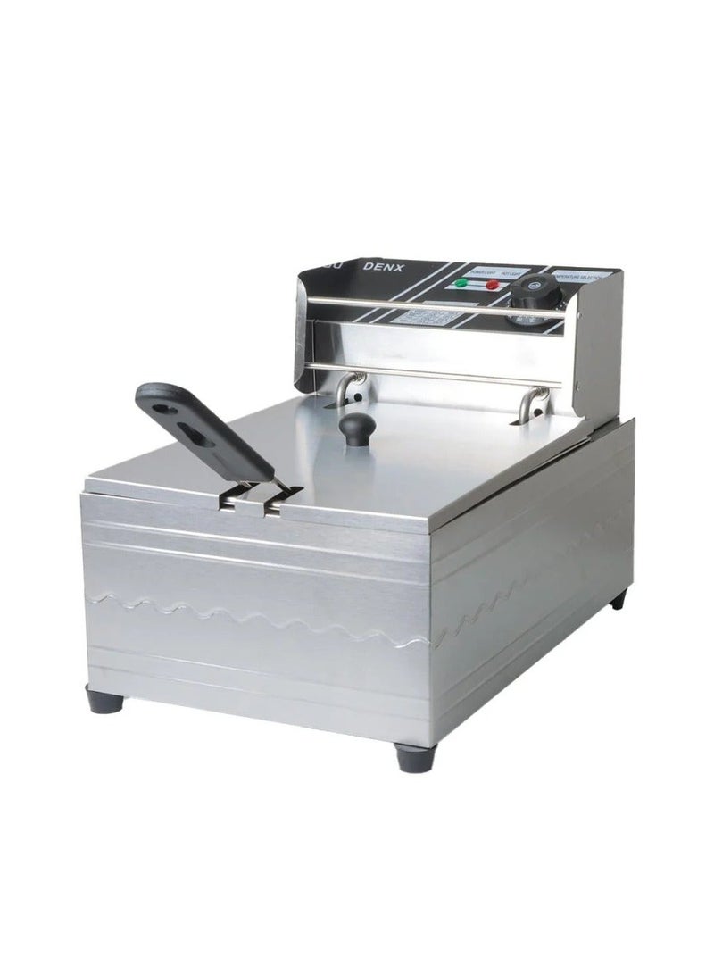 Denx Oil fryer with a capacity of 6 liters and a power of 2500 watts, professional design with heat-resistant handles and a cover to prevent oil from splashing, made of stainless steel - Image 3