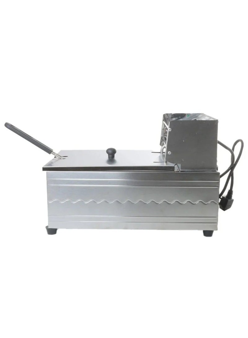 Denx Oil fryer with a capacity of 6 liters and a power of 2500 watts, professional design with heat-resistant handles and a cover to prevent oil from splashing, made of stainless steel - Image 5