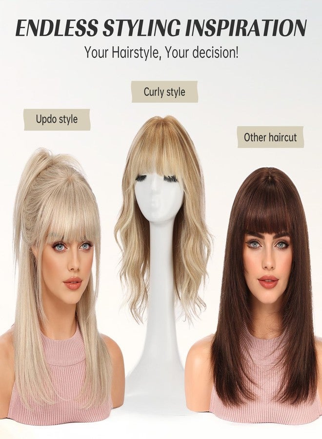 KKU 16 Inch Human Hair Wig with Bangs, Real Hair Wigs for Women,Wear Natural Realism (Ombre Mixed Blonde) - Image 5