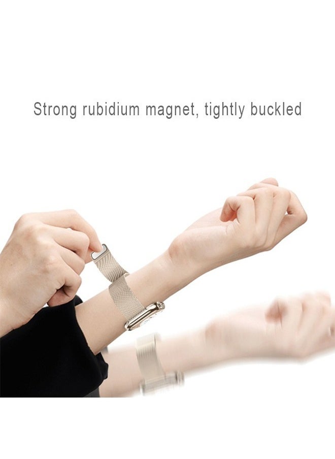 Ocean Stainless Steel Mesh Loop Magnetic Clasp Replacement Band For Apple Watch SE Series 8/7/6/5/4/3/2/1 (Starlight, 38mm/40mm/41mm)  - Image 4