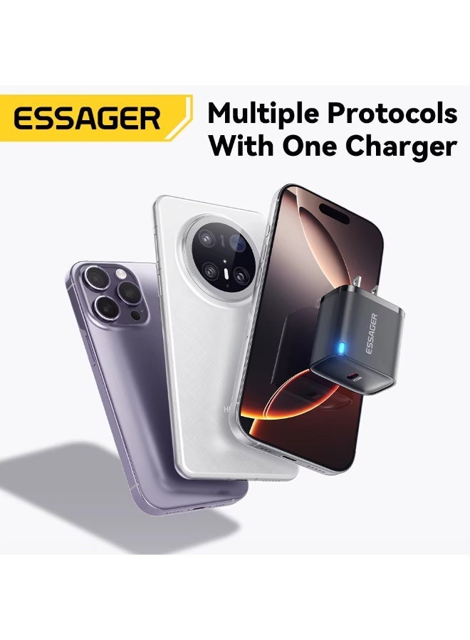 Essager Mini  UK 30W Type C Charger PD QC3.0 Fast Type C Charger For iPhone 16 15 14 13 Pro Samsung S25 Xiaomi iPad Travel Adapter - Image 3