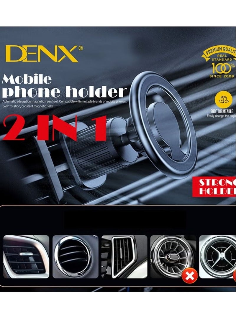 Denx MagSafe Magnet Stand, 2 in 1 car phone mount, 360 degree rotation - Image 2