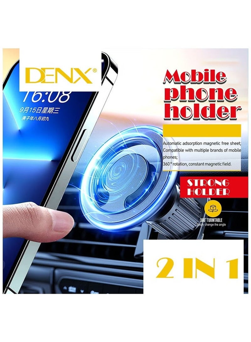 Denx MagSafe Magnet Stand, 2 in 1 car phone mount, 360 degree rotation - Image 1