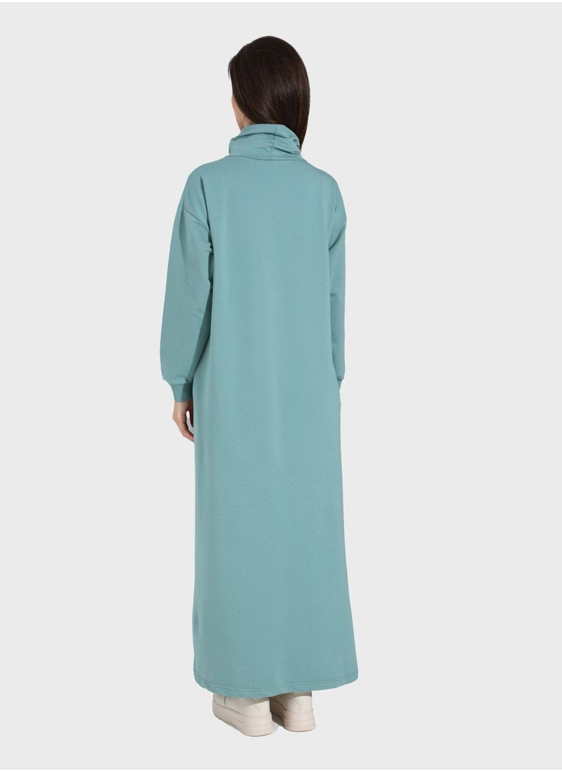 Tavin by Modanisa - Drawstring Knitted Dress - Image 1
