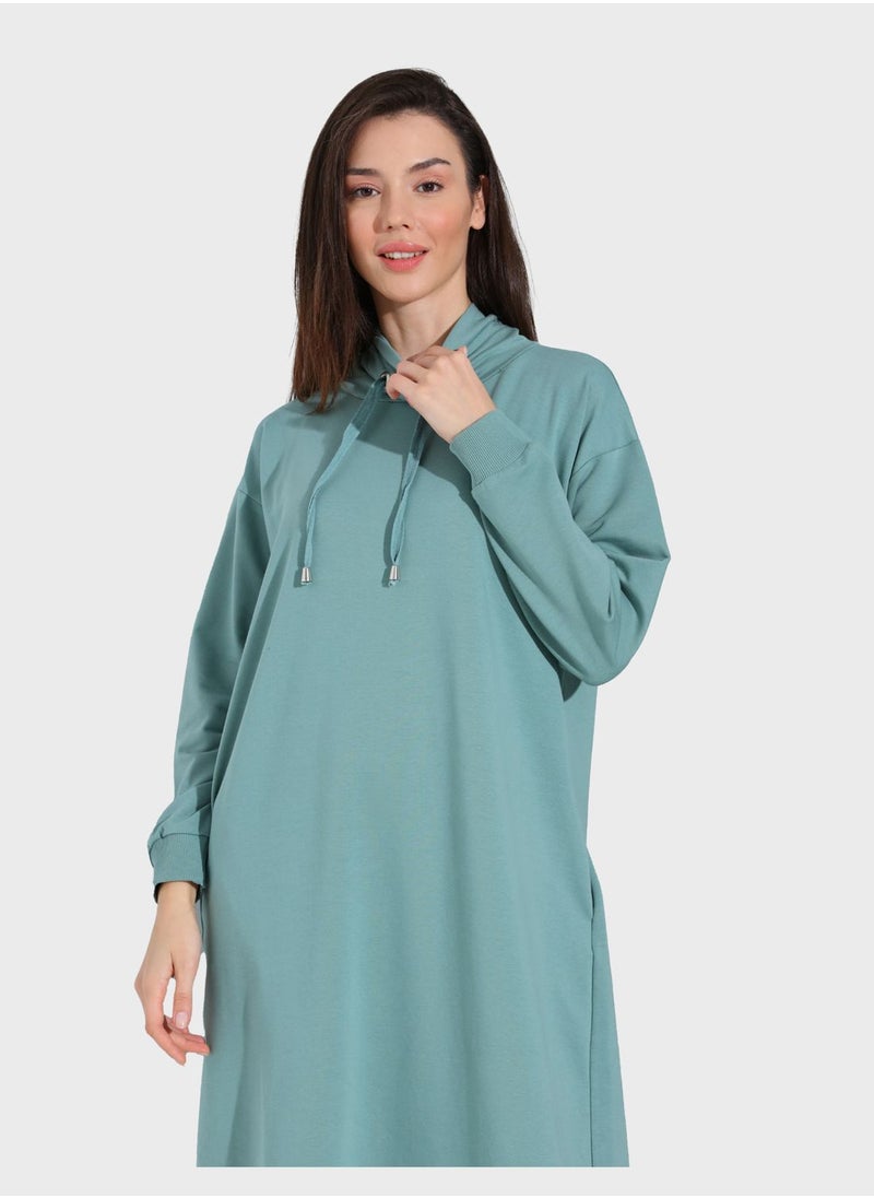 Tavin by Modanisa - Drawstring Knitted Dress - Image 1