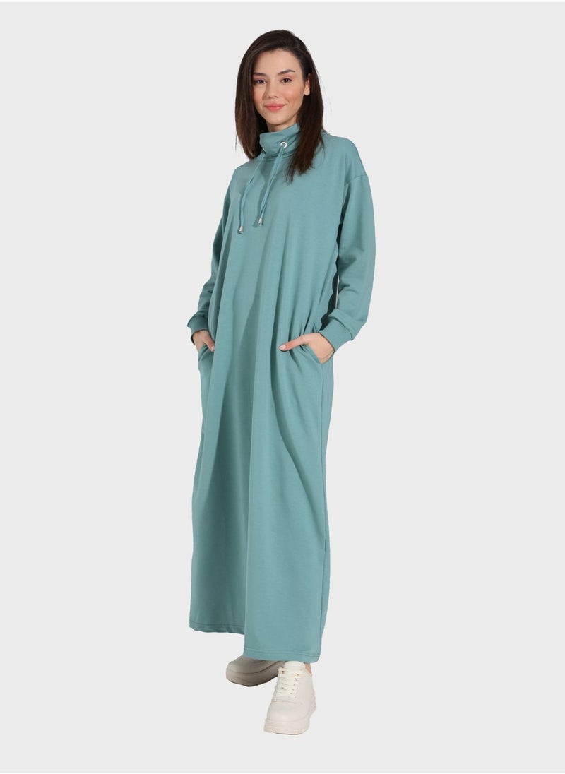 Tavin by Modanisa - Drawstring Knitted Dress - Image 1
