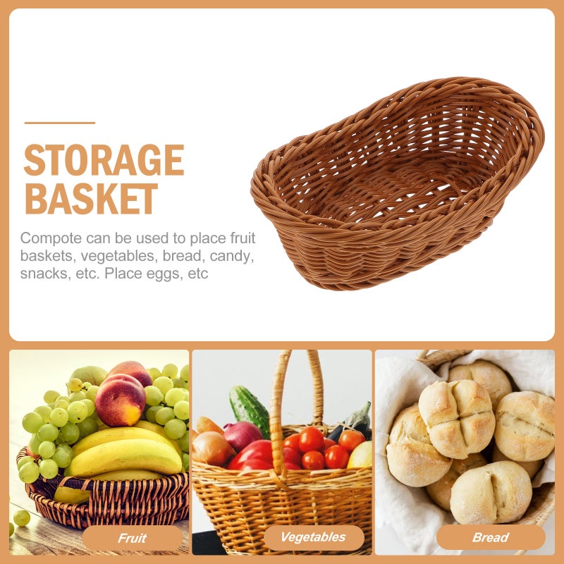 2Pcs Baskets Imitation Rattan Woven Baskets Kitchen Storage Baskets - Image 5