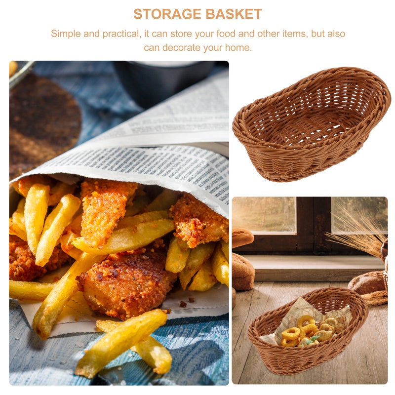 2Pcs Baskets Imitation Rattan Woven Baskets Kitchen Storage Baskets - Image 2