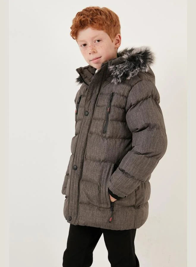 Lela Lela Plush Lined Winter Coat with Removable Hood and Pocket for Boys 5760024