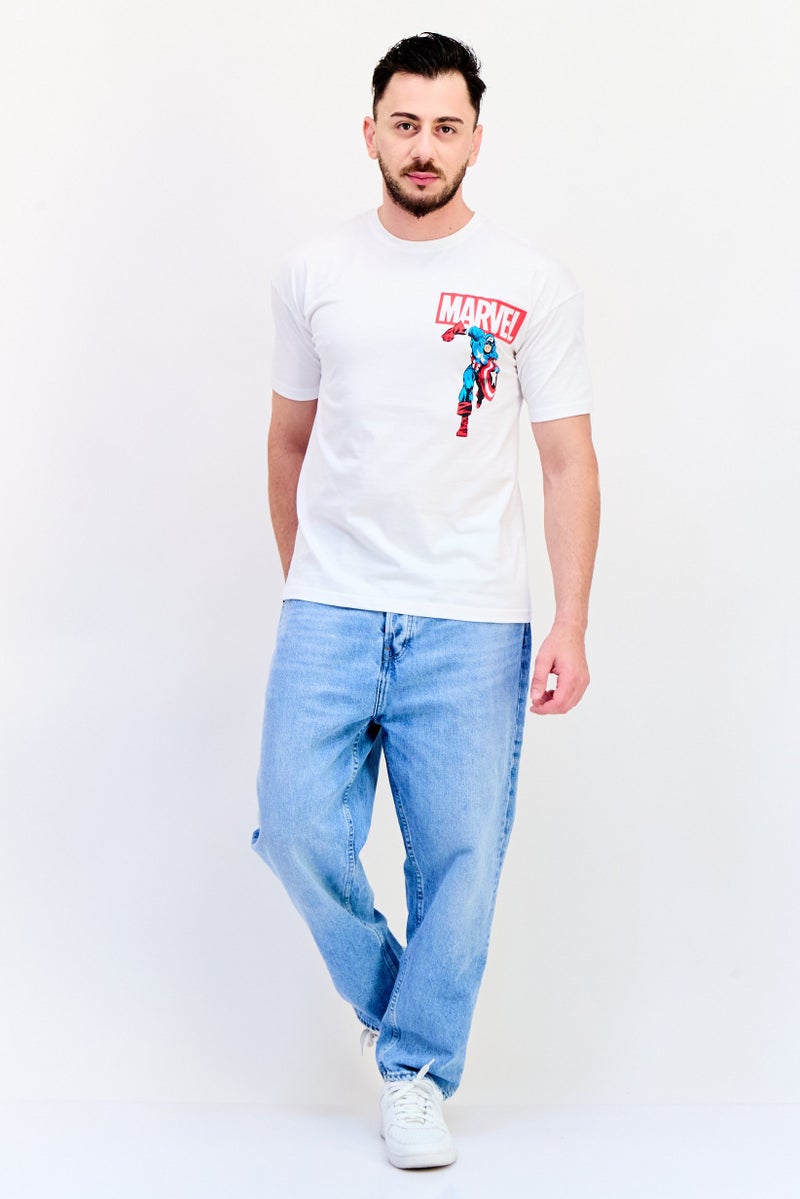MARVEL Men Crew Neck Short Sleeves Graphic Print T-Shirt, White - Image 4