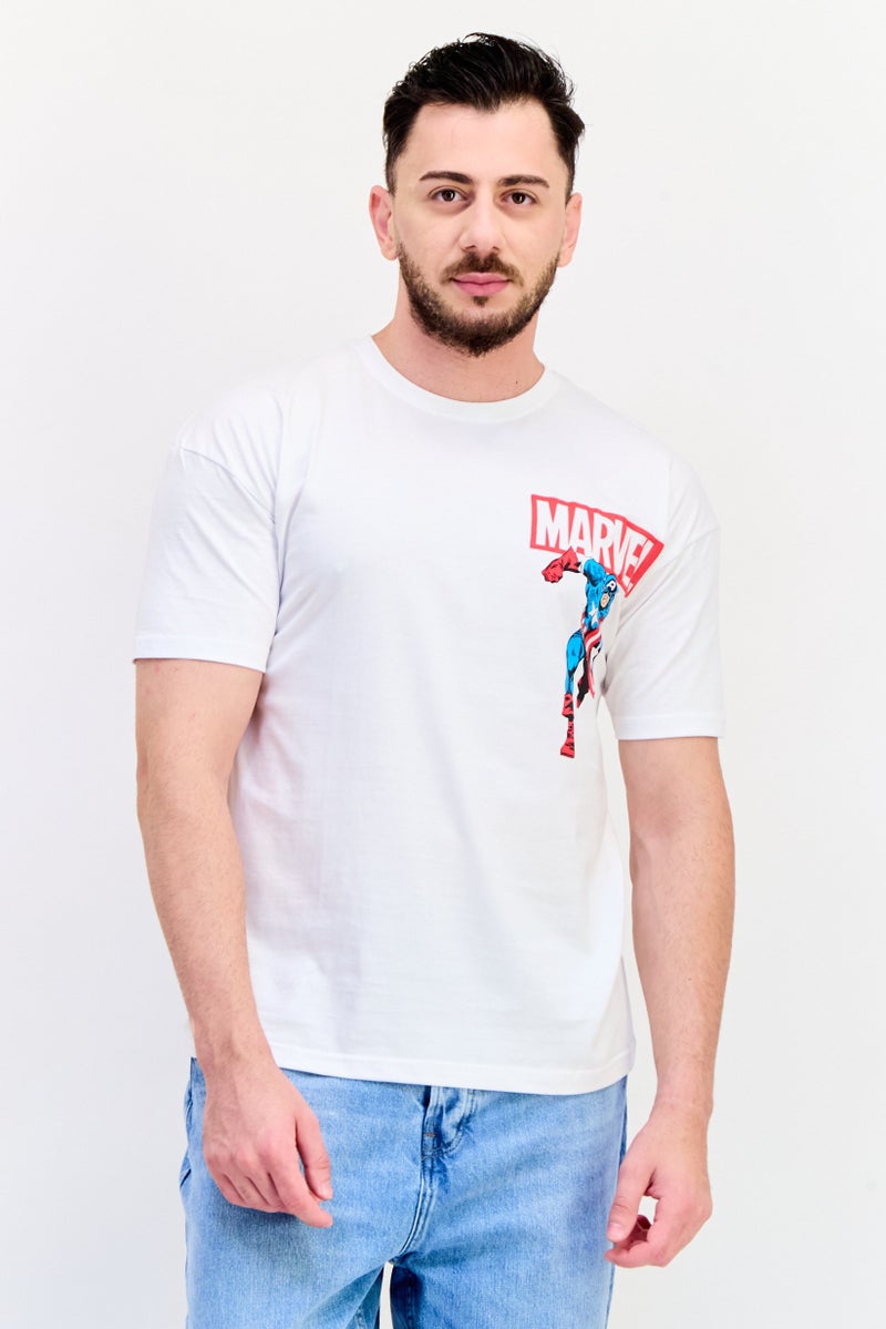 MARVEL Men Crew Neck Short Sleeves Graphic Print T-Shirt, White - Image 1