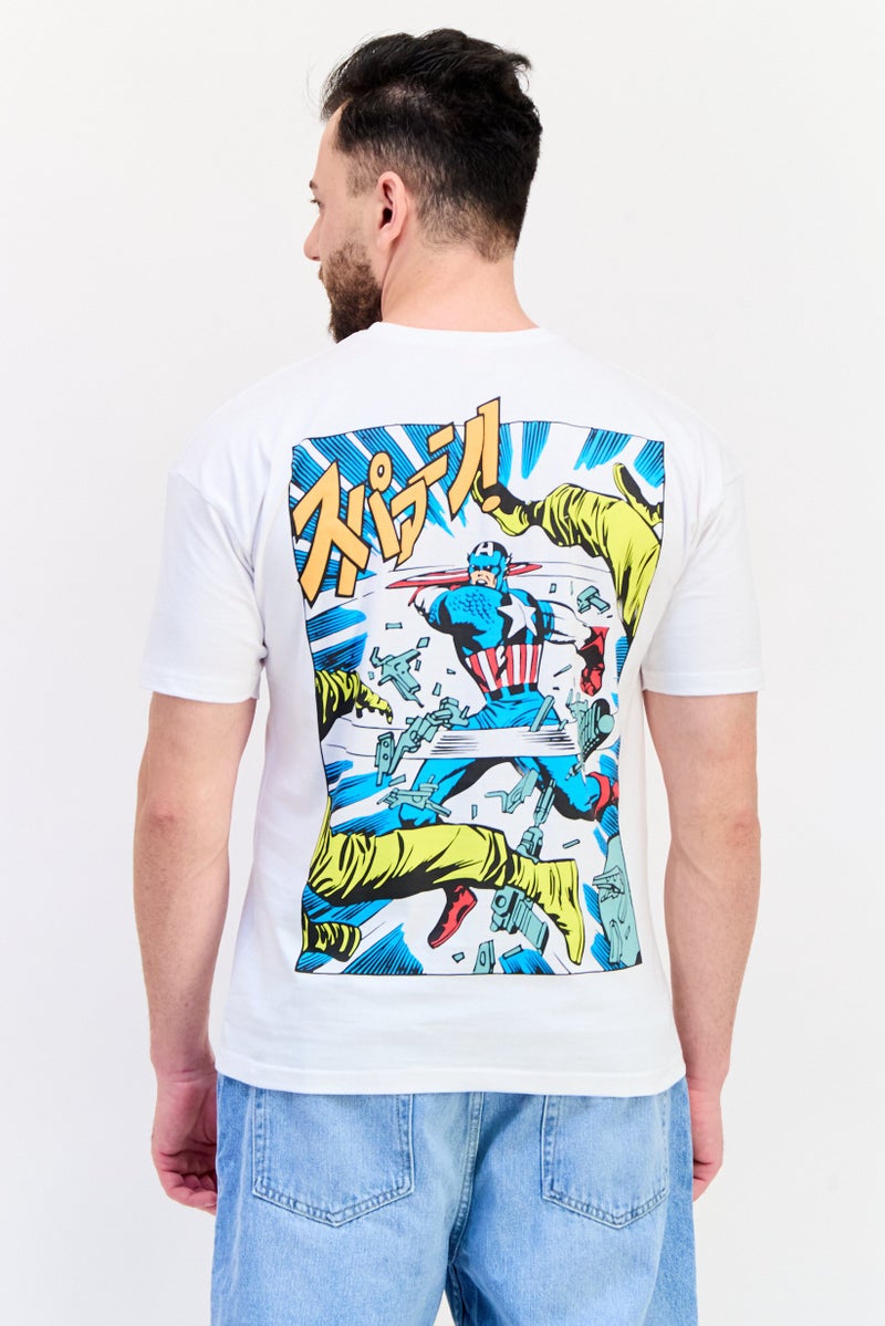 MARVEL Men Crew Neck Short Sleeves Graphic Print T-Shirt, White - Image 3