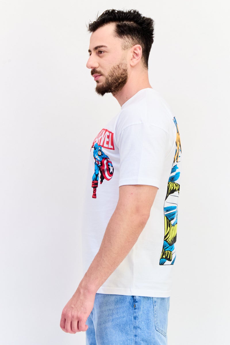 MARVEL Men Crew Neck Short Sleeves Graphic Print T-Shirt, White - Image 2