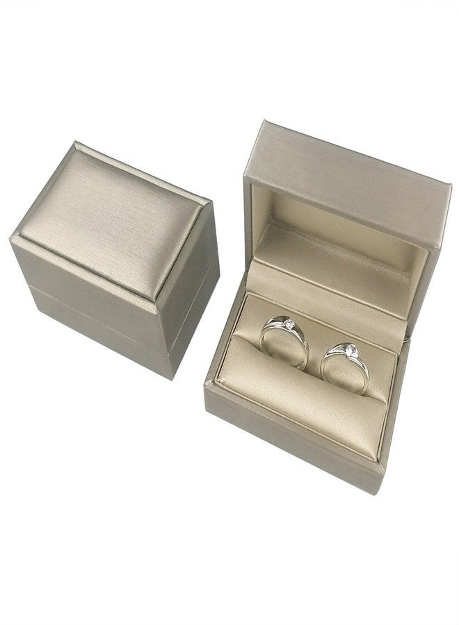 DesignSter Gold Bearer Ring Box - Premium PU Leather Double Rings Box for Wedding Engagement Gift Box - Image 1