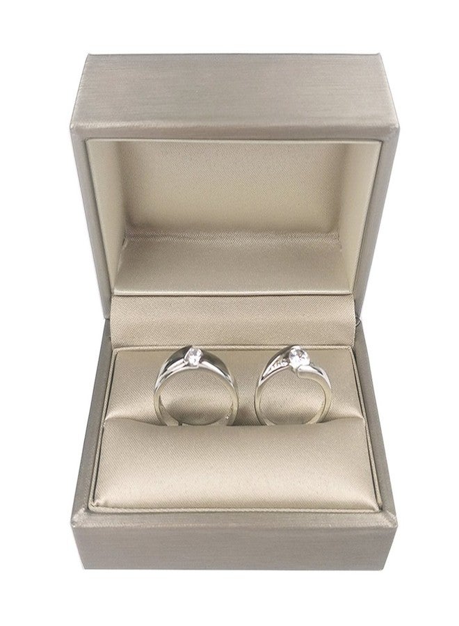 DesignSter Gold Bearer Ring Box - Premium PU Leather Double Rings Box for Wedding Engagement Gift Box - Image 2