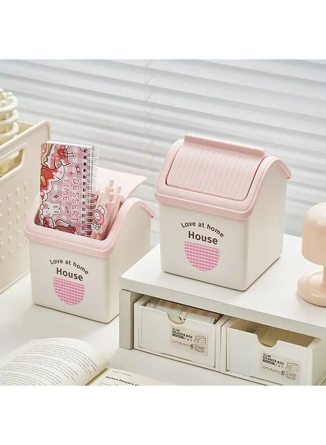 Macaron Blue Desktop Storage Bin With Removable Lid For Home Office Decor Gift - Image 2