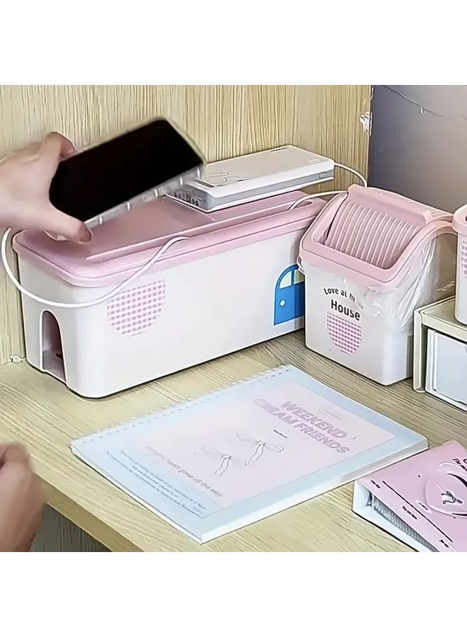 Macaron Blue Desktop Storage Bin With Removable Lid For Home Office Decor Gift - Image 5