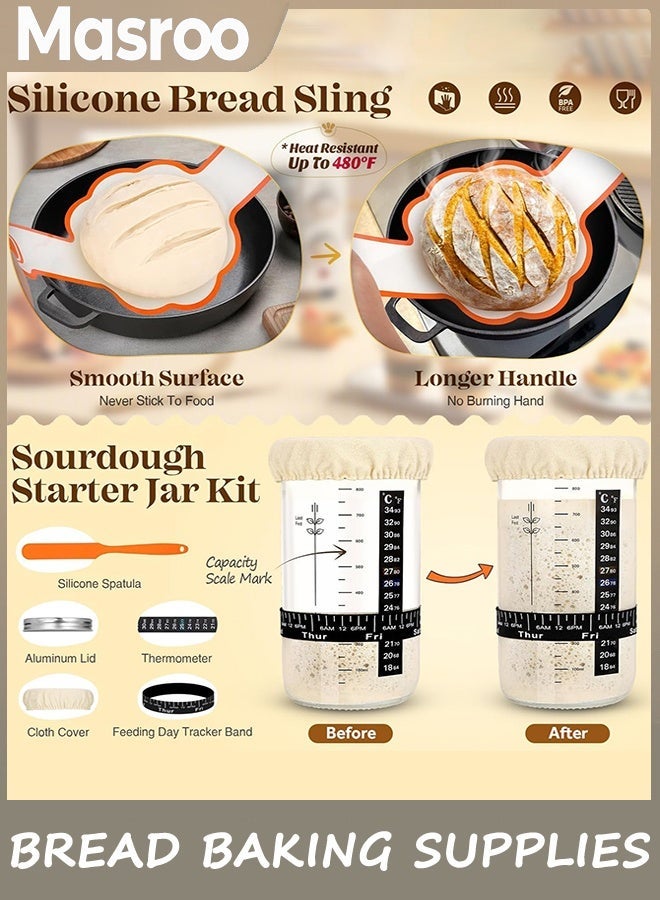 Masroo Sourdough Bread Baking Supplies, Sourdough Tools Kit, Sour Dough kit Tools, Sourdough Proofing Basket, Sourdough kits Gifts for Bakers Women Wife Starter kit, Bread Proofing Basket - Image 2