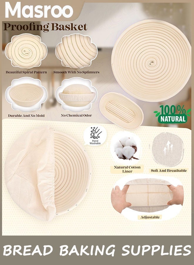 Masroo Sourdough Bread Baking Supplies, Sourdough Tools Kit, Sour Dough kit Tools, Sourdough Proofing Basket, Sourdough kits Gifts for Bakers Women Wife Starter kit, Bread Proofing Basket - Image 4