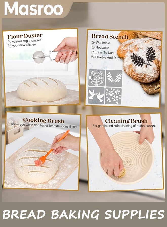 Masroo Sourdough Bread Baking Supplies, Sourdough Tools Kit, Sour Dough kit Tools, Sourdough Proofing Basket, Sourdough kits Gifts for Bakers Women Wife Starter kit, Bread Proofing Basket - Image 5