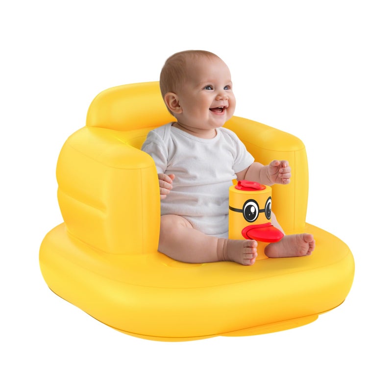 Mink Inflatable Baby Seat for Babies 3+ Months,Infant Floor Seats for Sitting Up,Portable Blow Up Baby Chair with Built in Air Pump, Ideal for Sitting Up and Learning to Play (Bear Cub) - Image 1