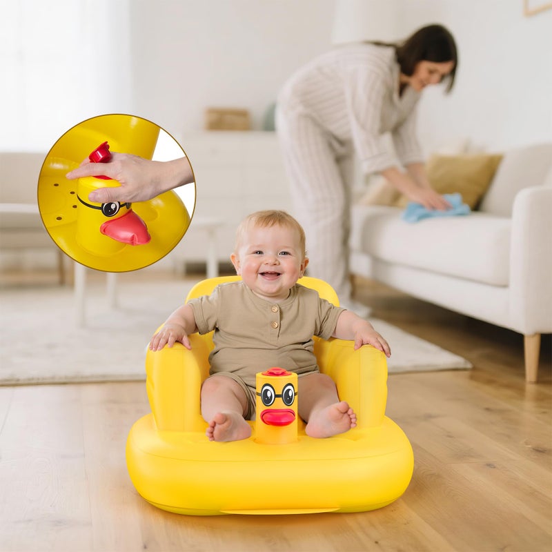Mink Inflatable Baby Seat for Babies 3+ Months,Infant Floor Seats for Sitting Up,Portable Blow Up Baby Chair with Built in Air Pump, Ideal for Sitting Up and Learning to Play (Bear Cub) - Image 3