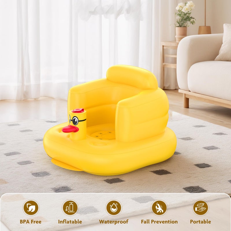 Mink Inflatable Baby Seat for Babies 3+ Months,Infant Floor Seats for Sitting Up,Portable Blow Up Baby Chair with Built in Air Pump, Ideal for Sitting Up and Learning to Play (Bear Cub) - Image 5