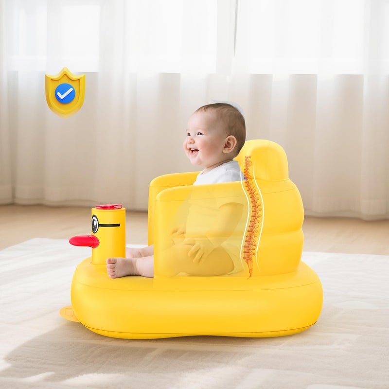 Mink Inflatable Baby Seat for Babies 3+ Months,Infant Floor Seats for Sitting Up,Portable Blow Up Baby Chair with Built in Air Pump, Ideal for Sitting Up and Learning to Play (Bear Cub) - Image 4