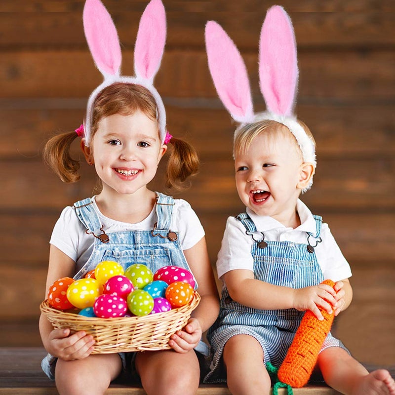 Max Fun 12PCS Easter Bunny Ears Headbands Plush Easter Rabbit Ear Hairband Holiday Party Costume Accessory for Holiday Kid's Easter Birthday Halloween Party Favors - Image 5