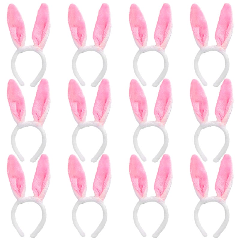 Max Fun 12PCS Easter Bunny Ears Headbands Plush Easter Rabbit Ear Hairband Holiday Party Costume Accessory for Holiday Kid's Easter Birthday Halloween Party Favors - Image 1