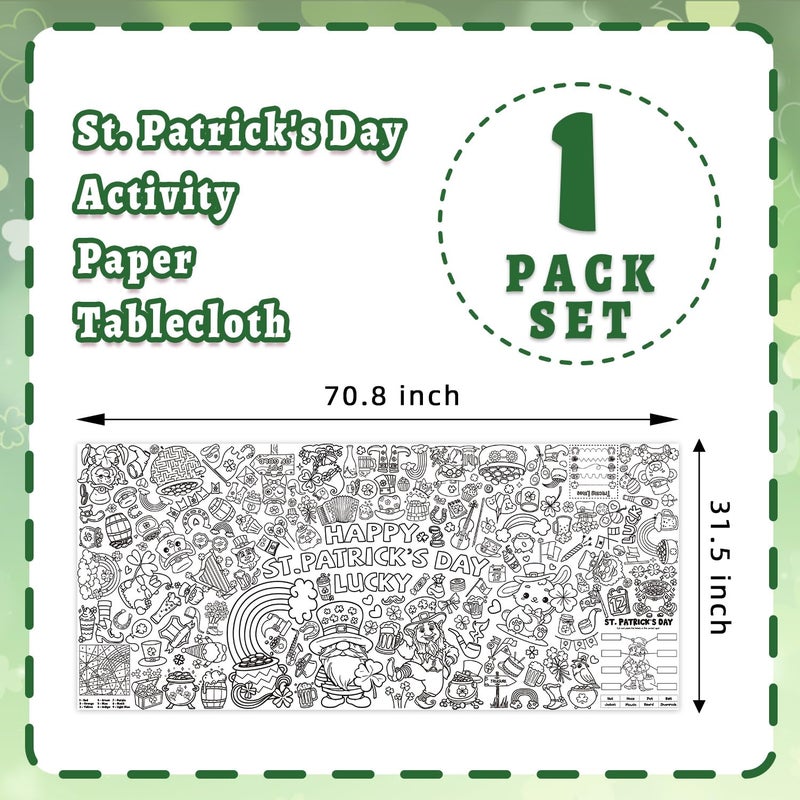 Actilize St. Patrick's Day Coloring Poster, 32 x 71 Inch Versatile Paper Coloring Tablecloth, St Pattys Day Crafts, Party Decorations - Image 2